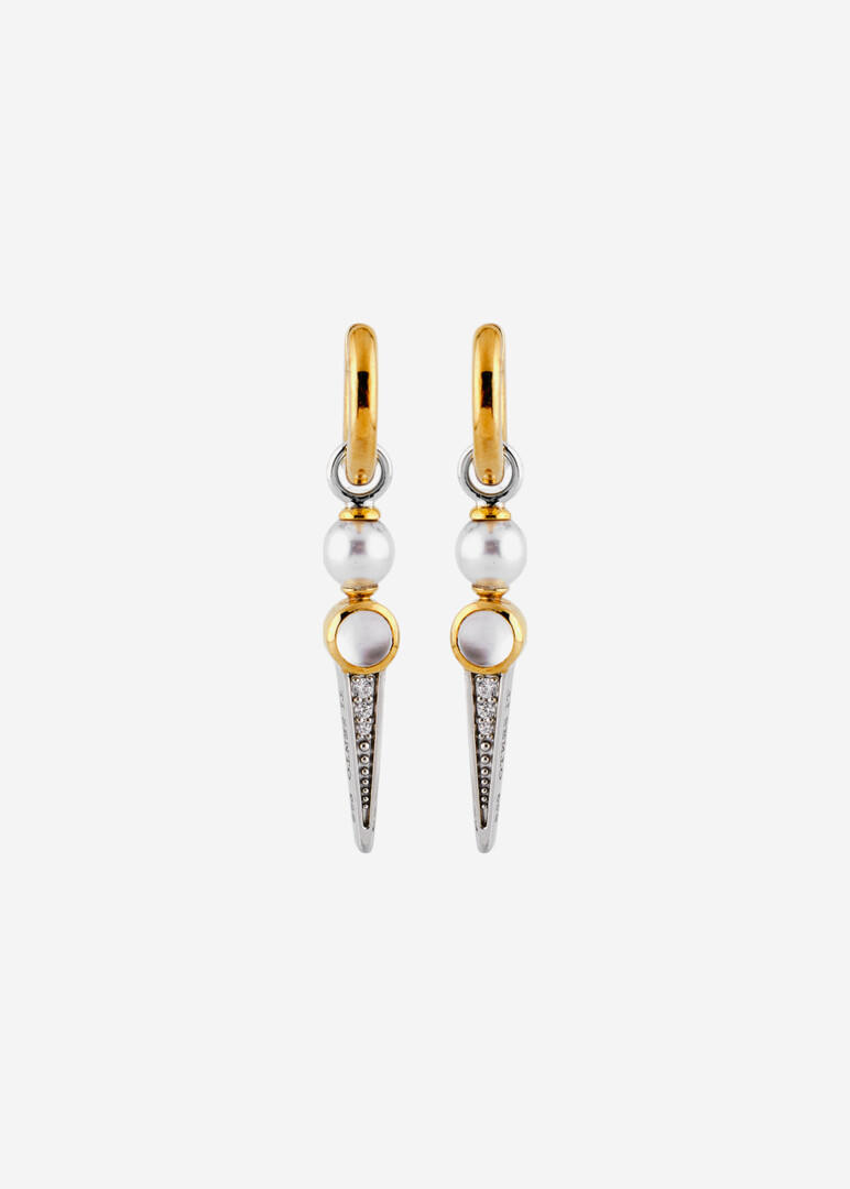 bicolor silver earrings with cubic zirconia