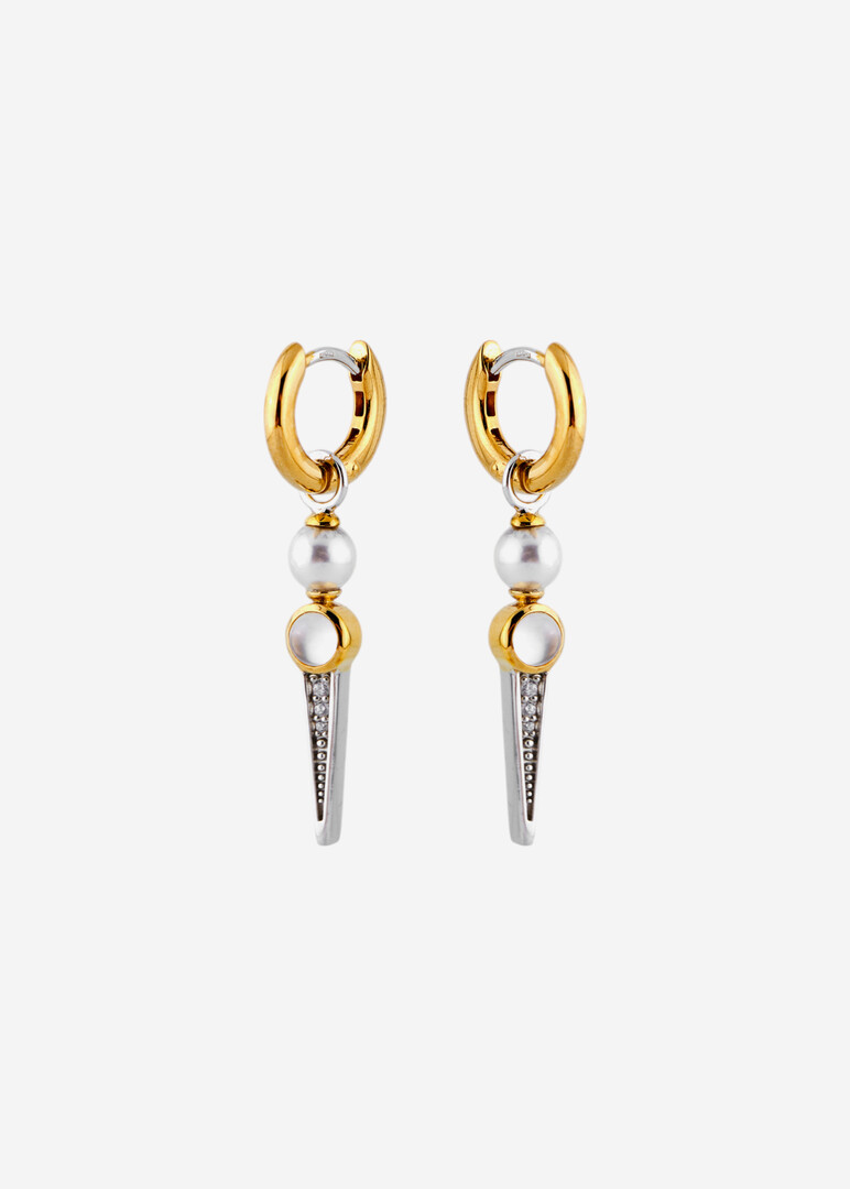 bicolor silver earrings with cubic zirconia