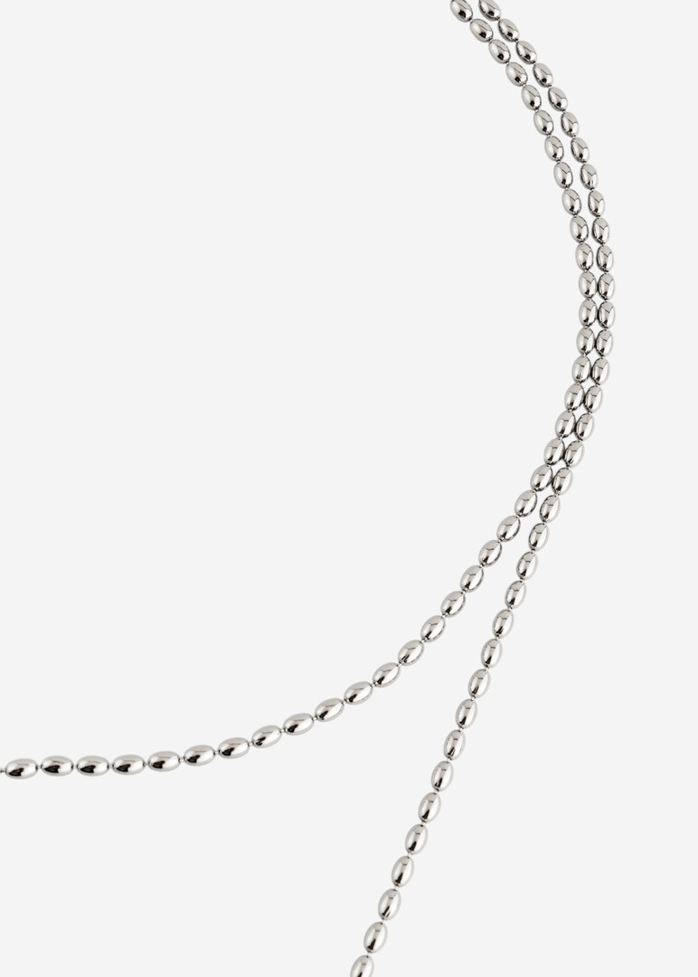 silver-tone long chain with smooth link
