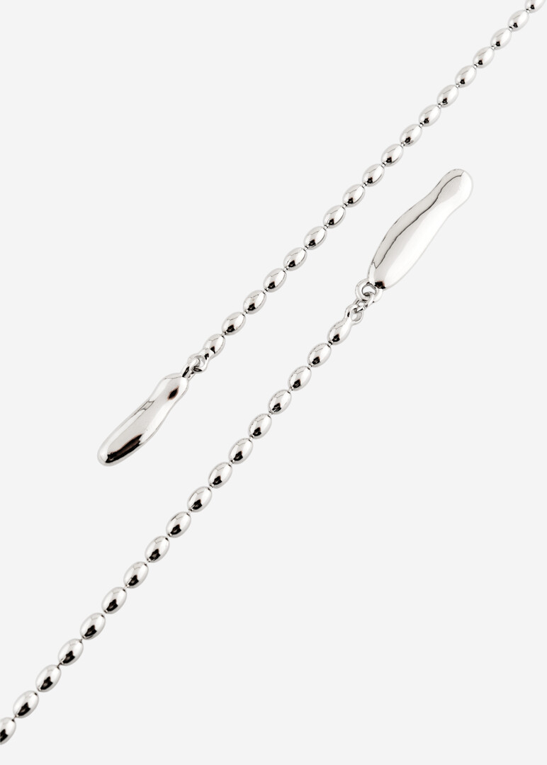 silver-tone long chain with smooth link