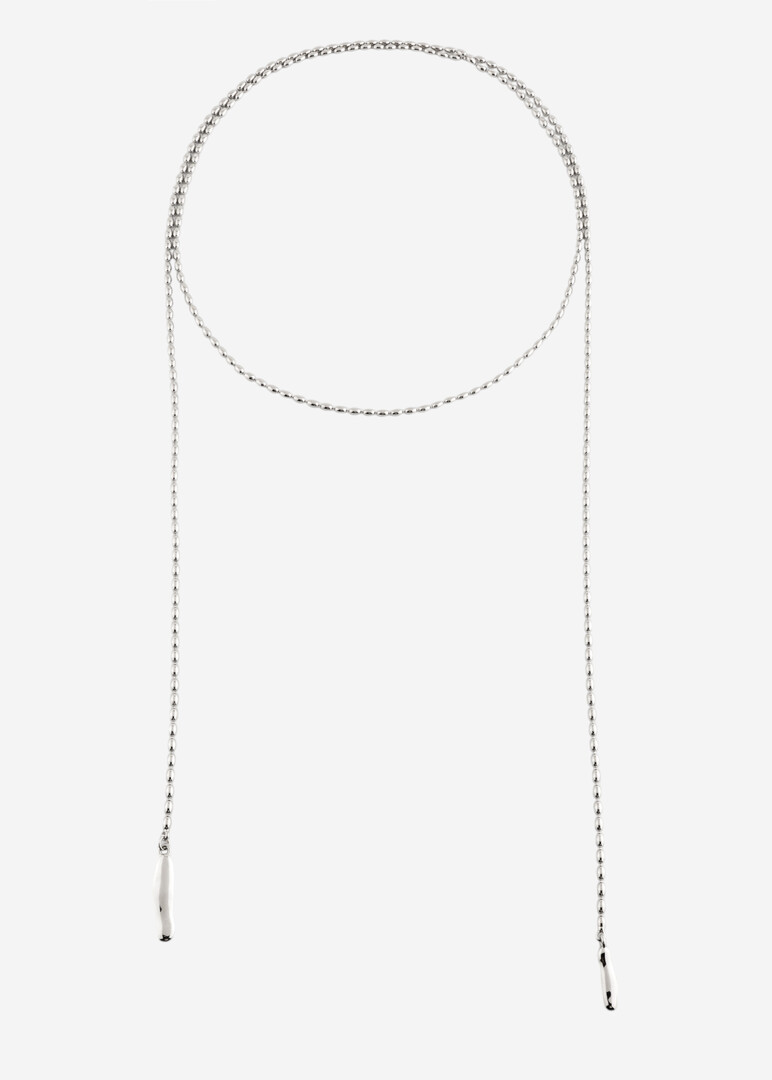 silver-tone long chain with smooth link