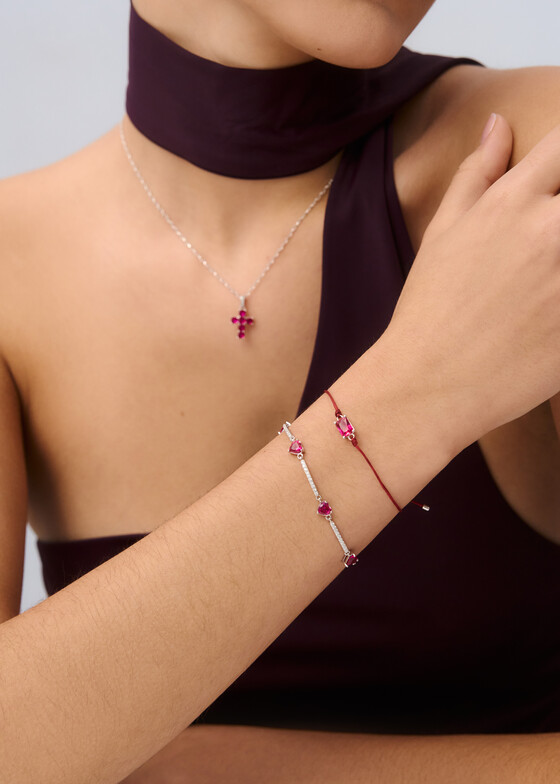 Тонкие браслеты FANCY of Brosway Браслет из серебра с фианитом в форме сердца PASSION RUBY
