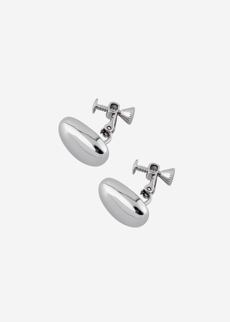 Small oval clip-on earrings.