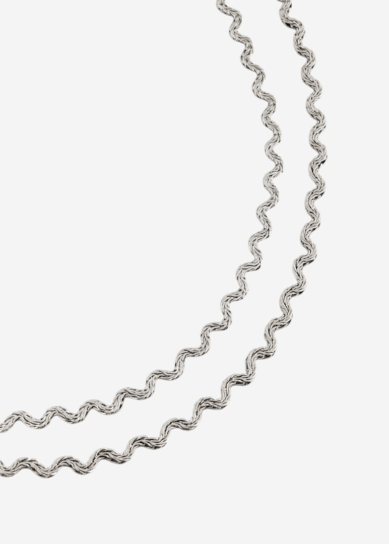 silver-tone multilayer long necklac