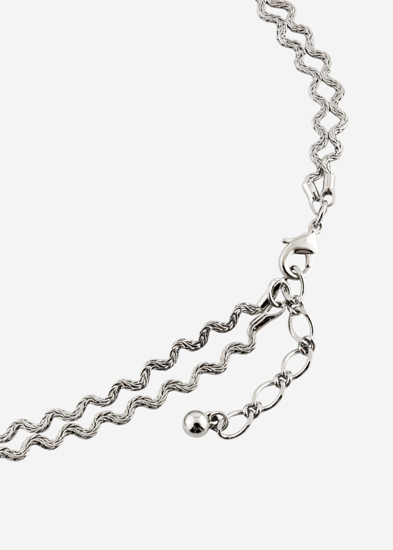 silver-tone multilayer long necklac
