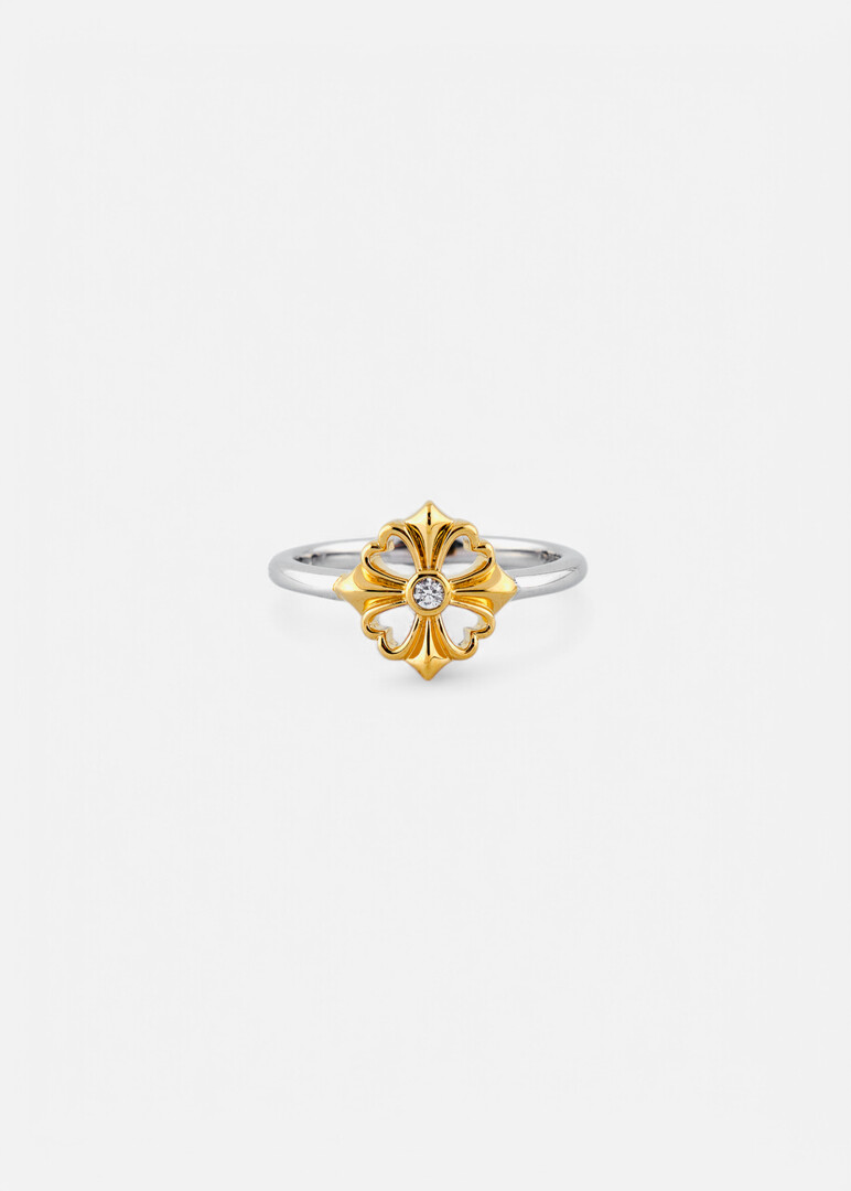 gold-plated silver ring with cubic zirconia