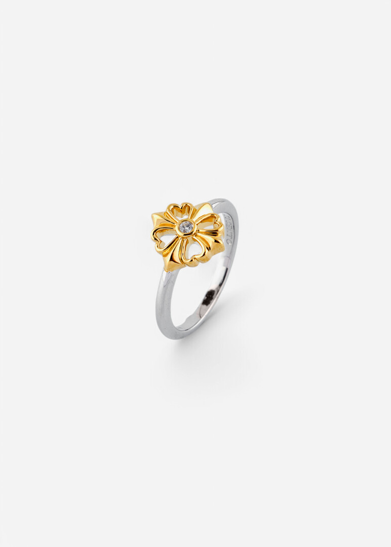 gold-plated silver ring with cubic zirconia