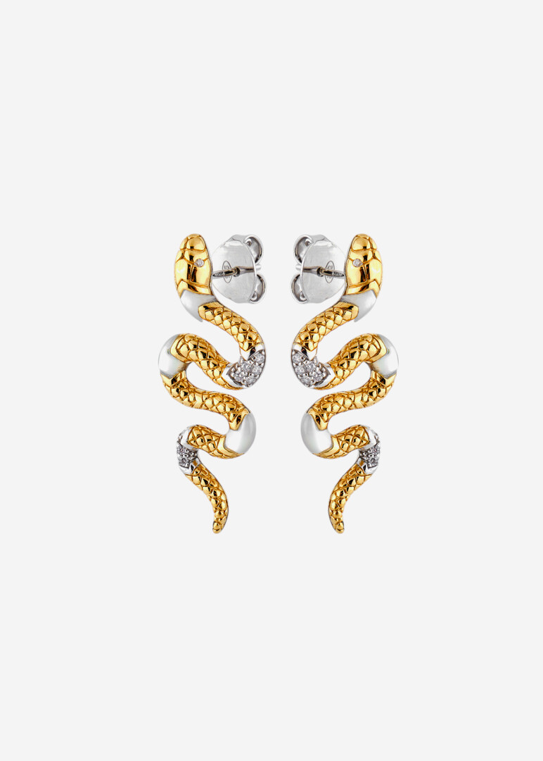 bicolor silver snake earrings