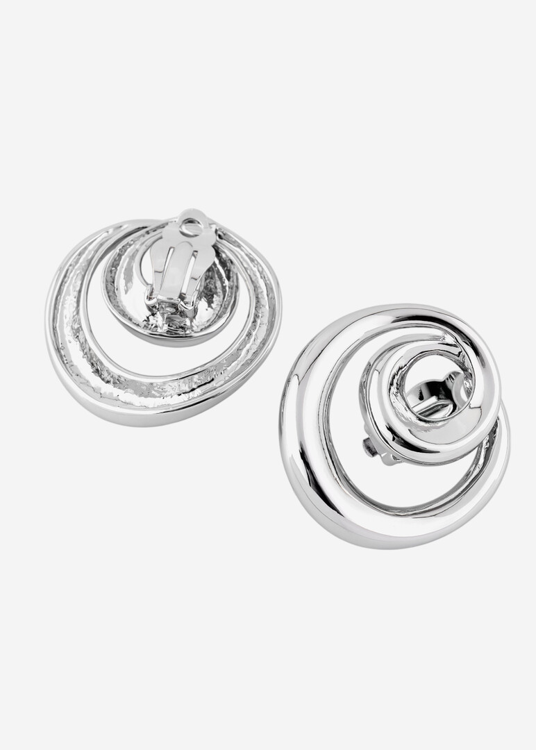 silver-tone spiral clip-on earrings