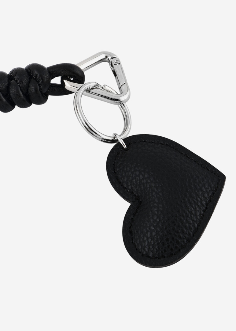 Keychain with a black leather heart