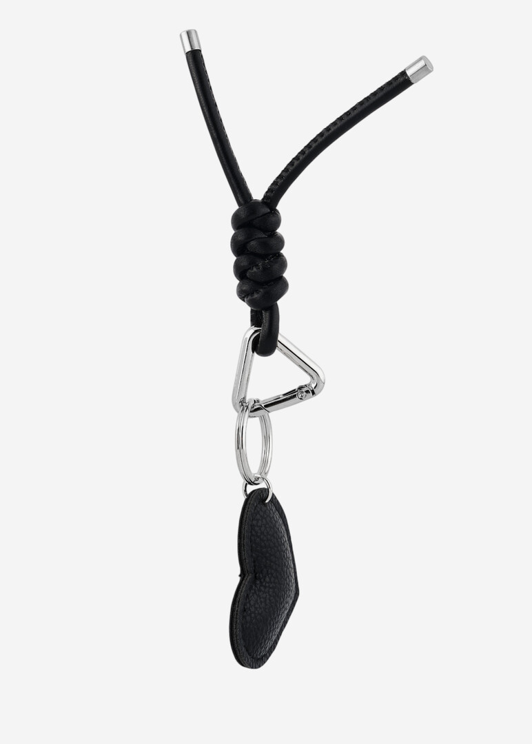 Keychain with a black leather heart