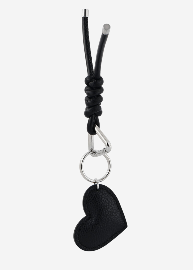 Keychain with a black leather heart