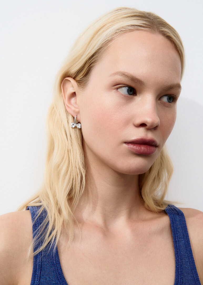 silver-tone crystal bow earrings