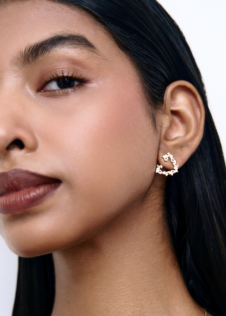 Earring — Hobb, 18K yellow gold heart, Hob White