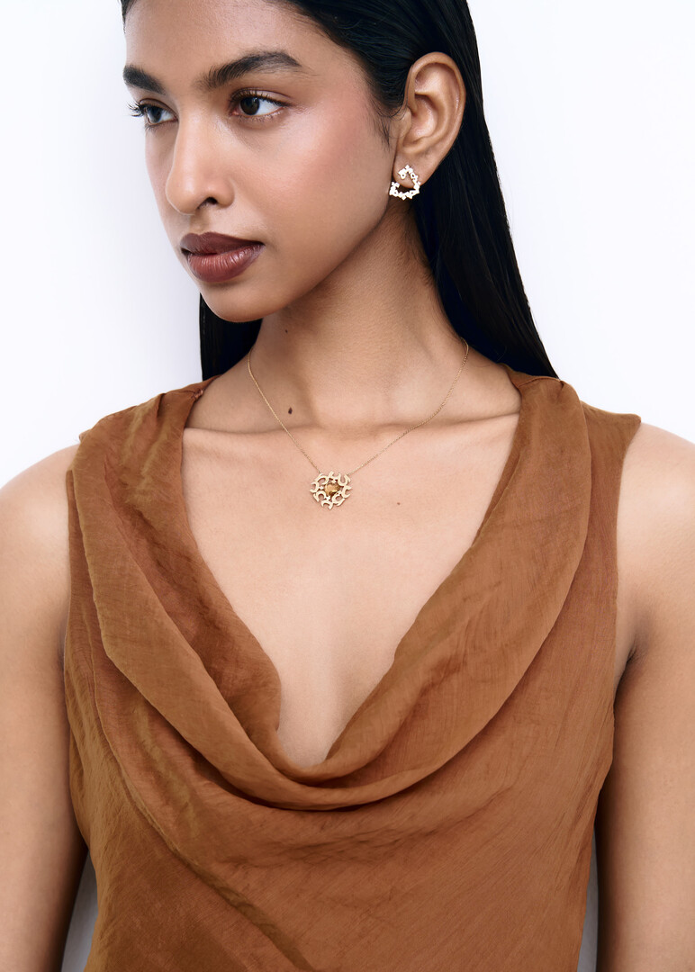 Earring — Hobb, 18K yellow gold heart, Hob White