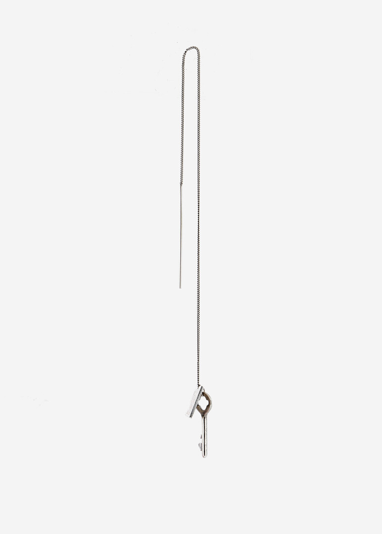 silver key single earring