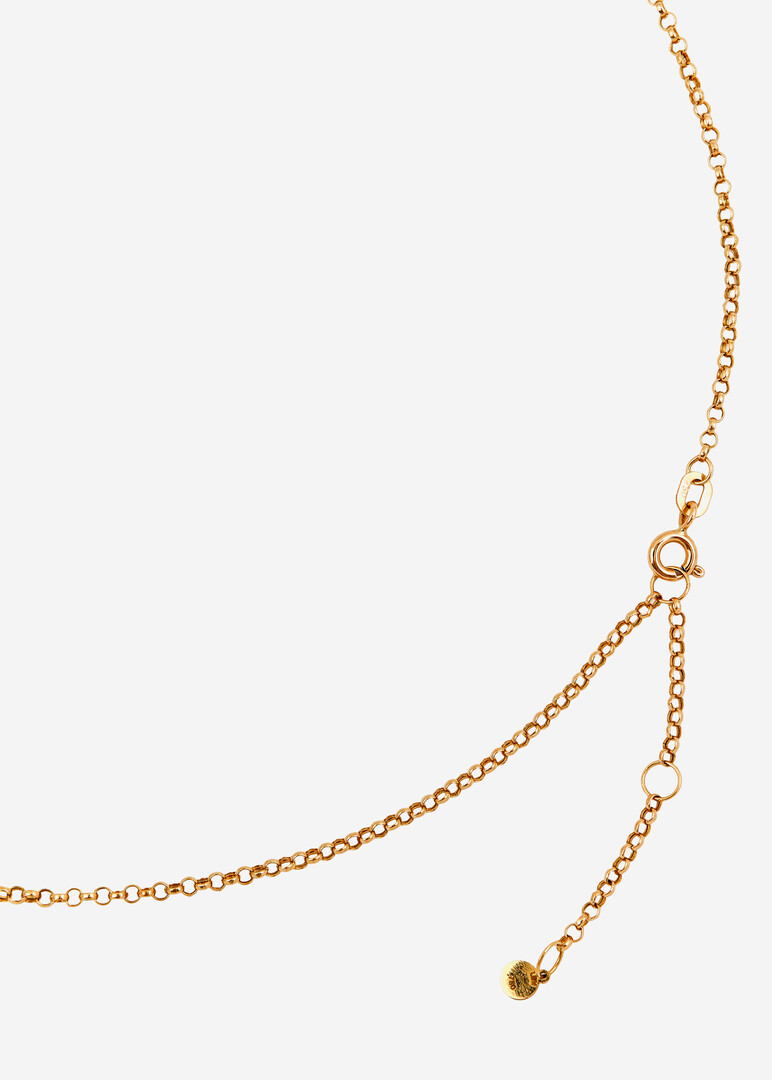 Gold necklace with enamel and diamond pendant