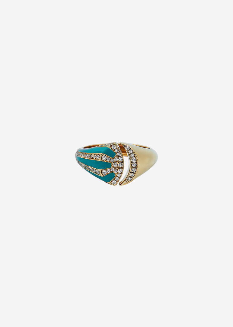 Open Gold Ring with Tourmaline and Diamonds