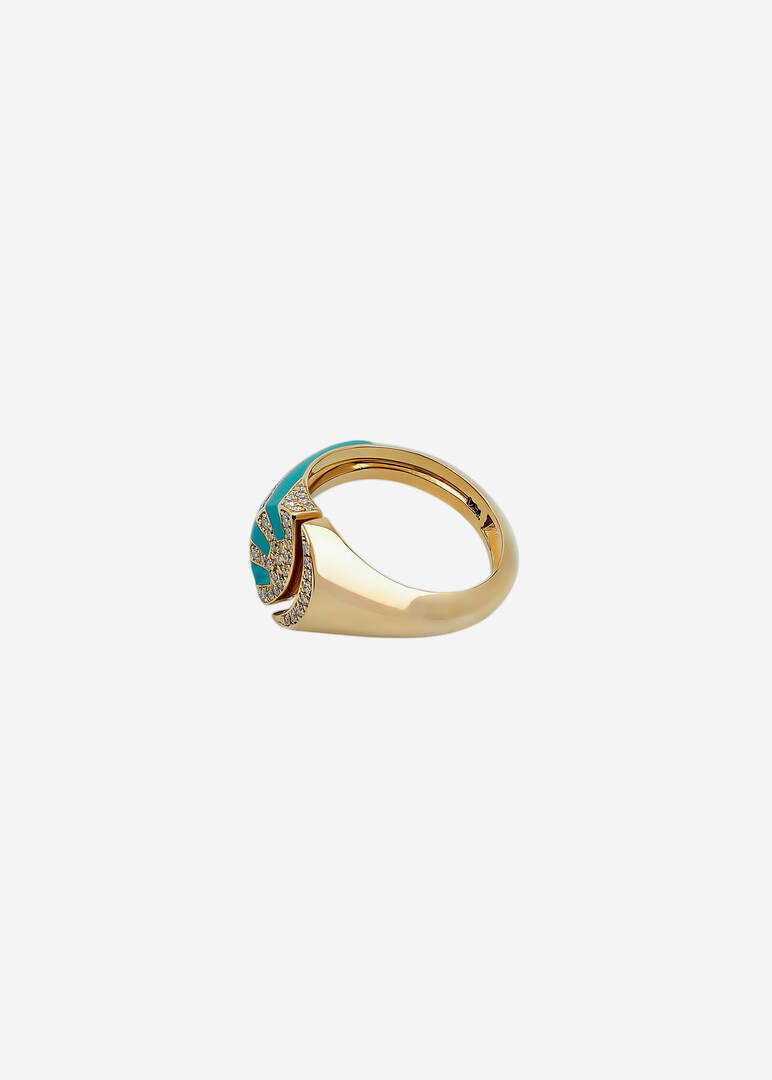 Open Gold Ring with Tourmaline and Diamonds