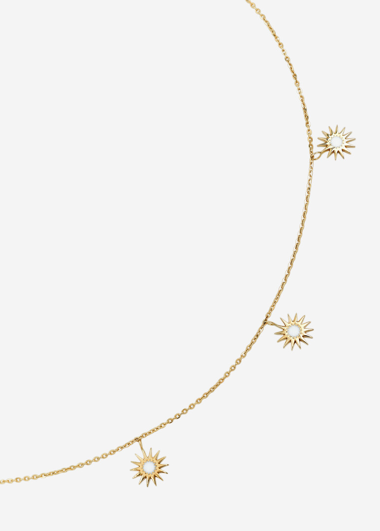 Gold chain with multiple sun pendants