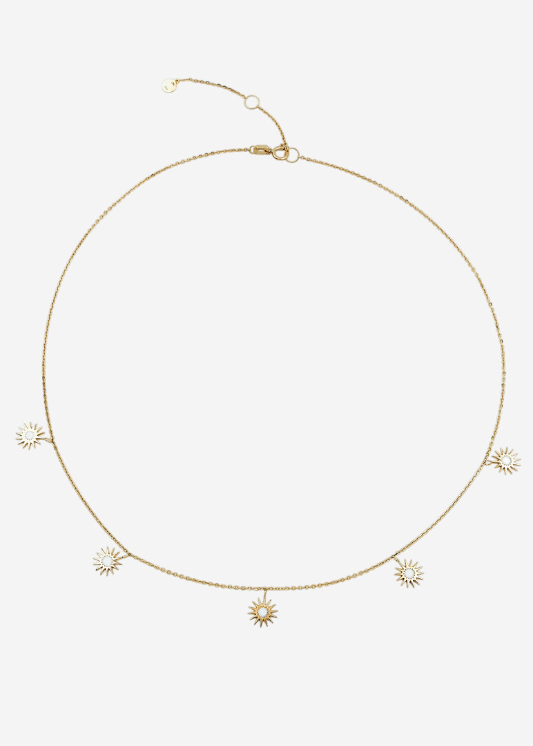 Gold chain with multiple sun pendants