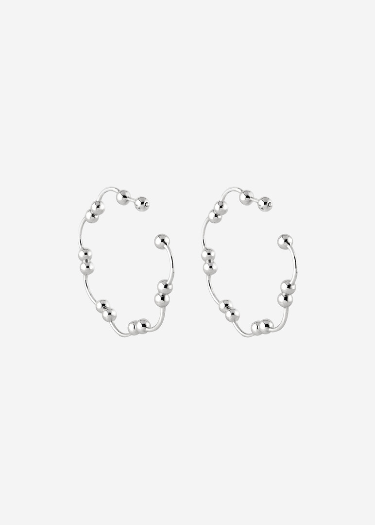 Серьги-хупы из серебра со штангами пирсинга