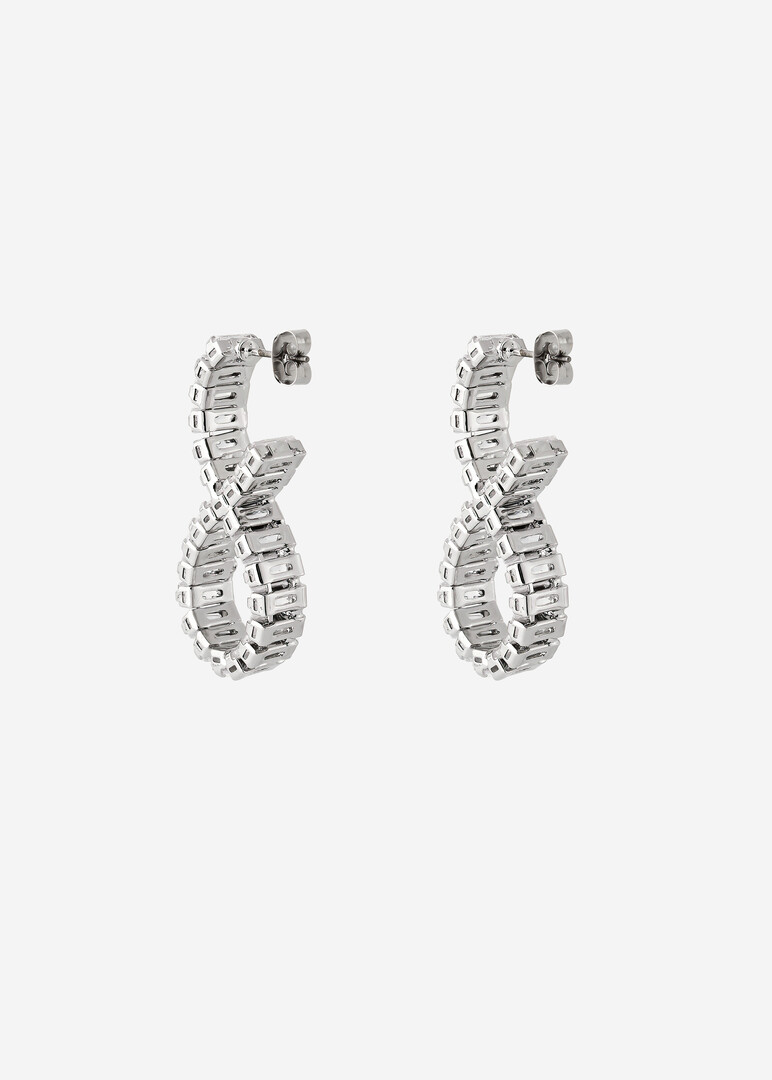 Серебристые серьги из кристаллов