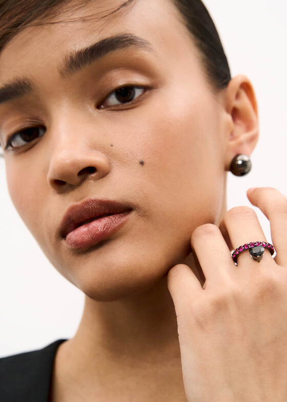 Кольца с крупной вставкой Dzhanelli Jewellery Кольцо «Сердце» с шпинелью, коллекция Gather Luck, из серебра