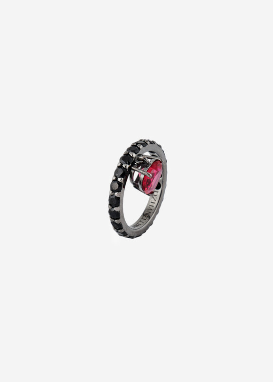 Кольца с крупной вставкой Dzhanelli Jewellery Кольцо «Сердце» с корундом, коллекция Gather Luck, из серебра