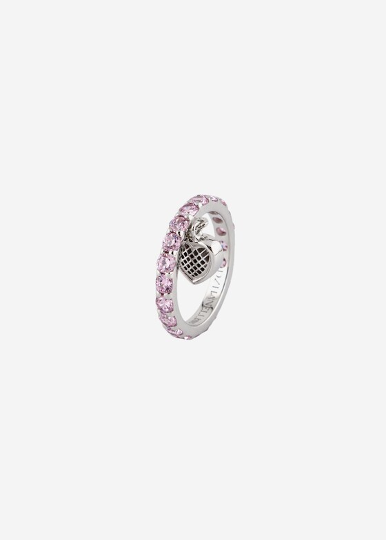 Тонкие кольца Dzhanelli Jewellery Кольцо «Сердце в сеточке» с фианитом, коллекция Gather Luck, из серебра