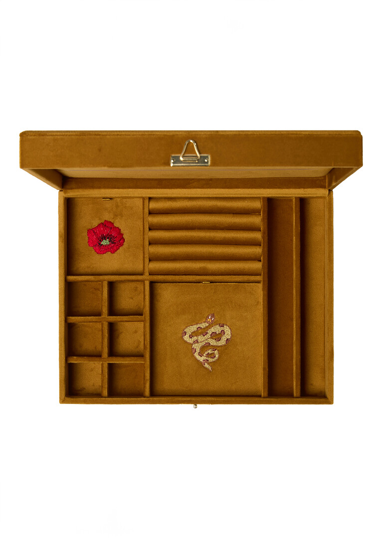 velvet single-tier jewelry box Mustard / Med