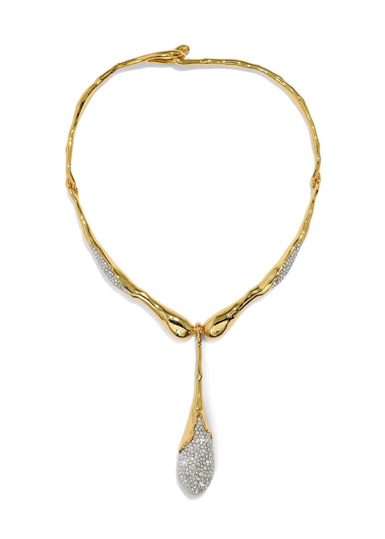 Solanales Teardrop Collar Necklace with Crystals