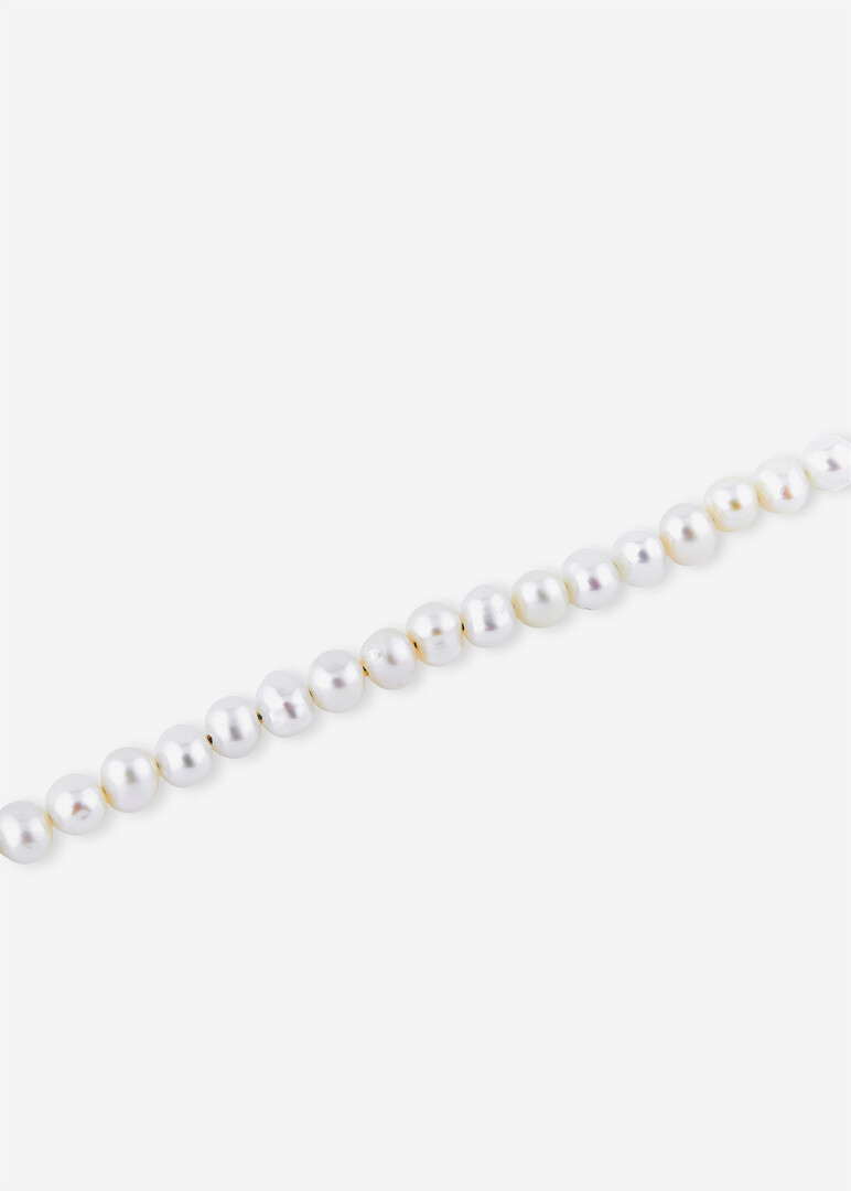 silver pearl and blue eye bracelet