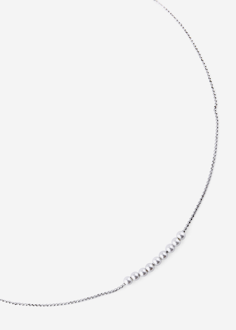 silver pearl-imitation necklace INFINITE WHITE