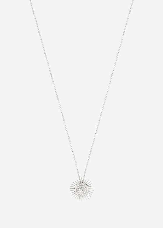 white gold necklace with diamond small sun pendant