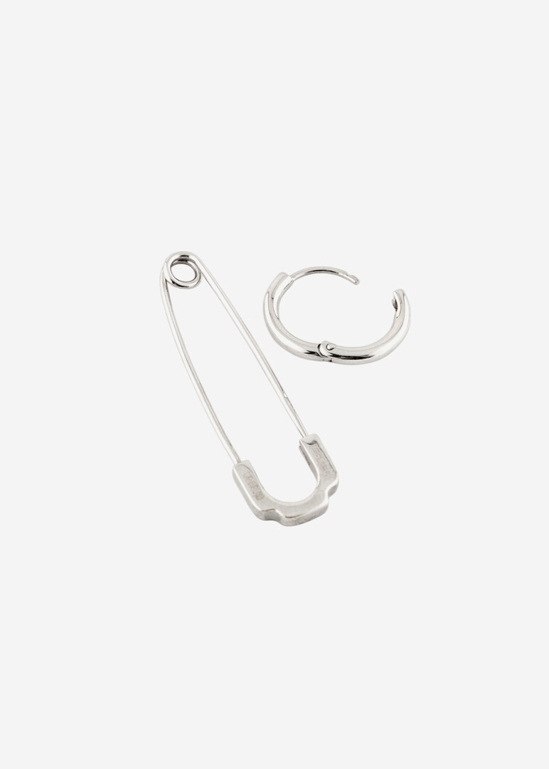 моносерьга из серебра classic + pin