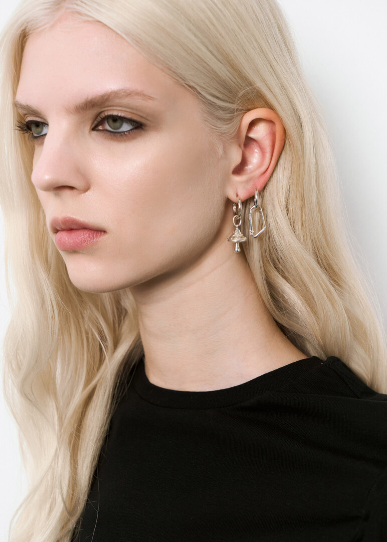 silver classic wired heart mono-earring