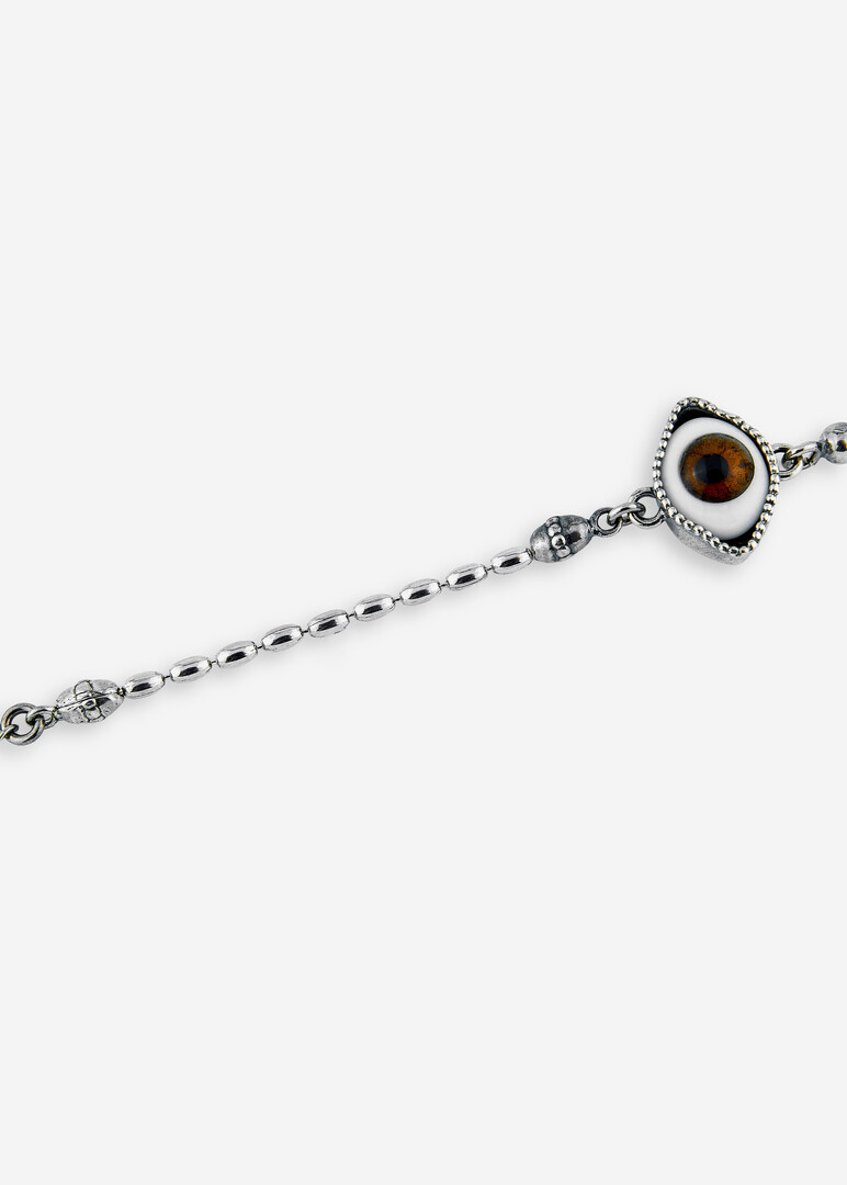 silver brown eye chain bracelet
