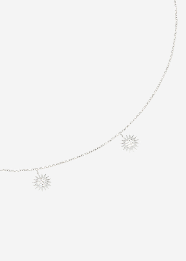 White Gold chain with multiple sun pendants