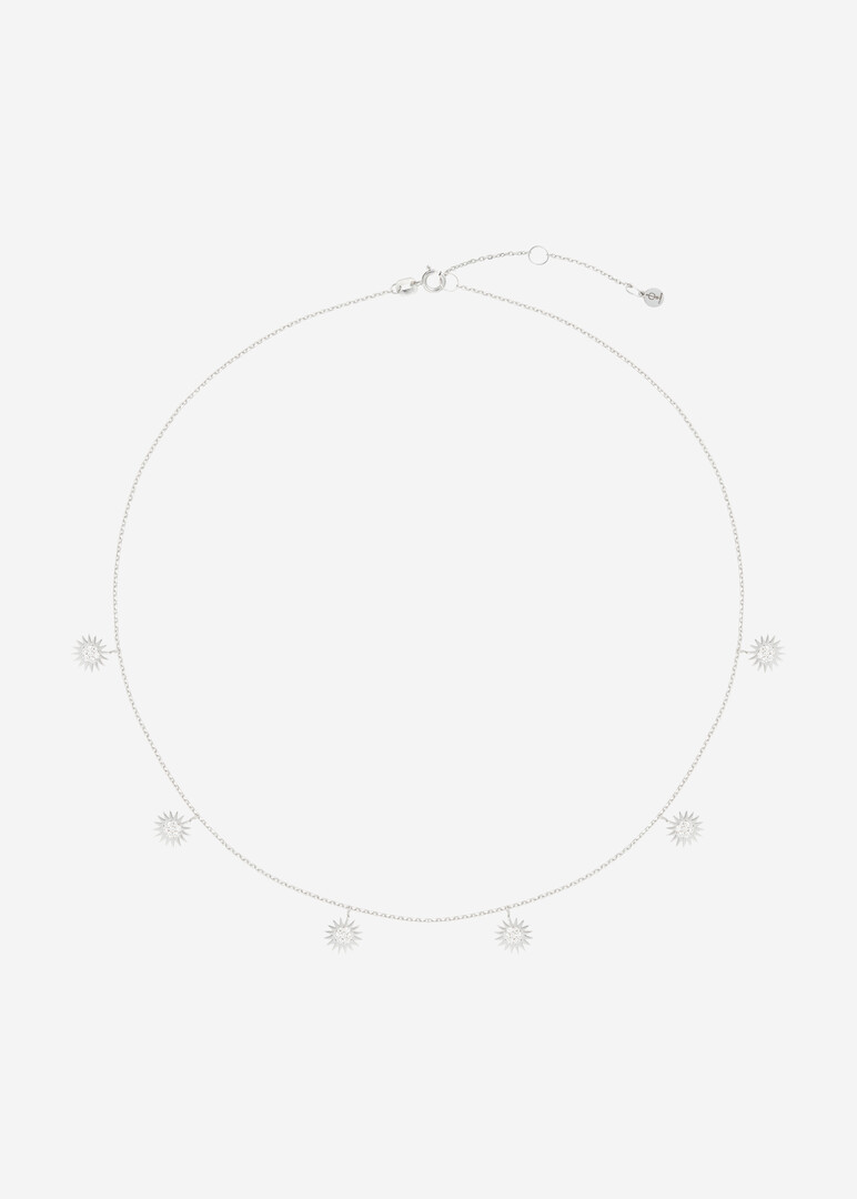 White Gold chain with multiple sun pendants