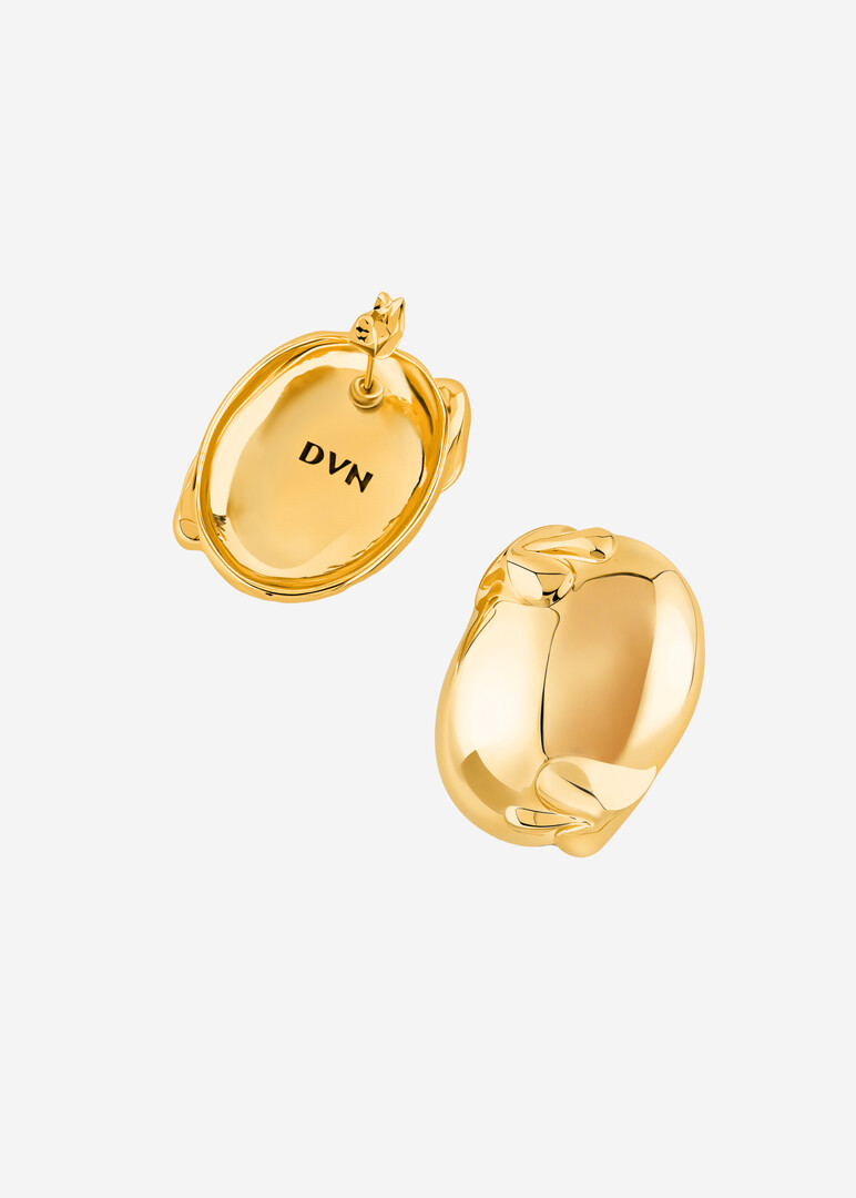 gold-plated button earrings
