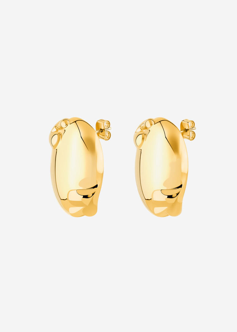 gold-plated button earrings