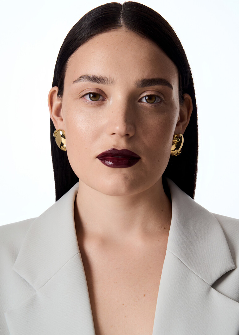gold-plated button earrings