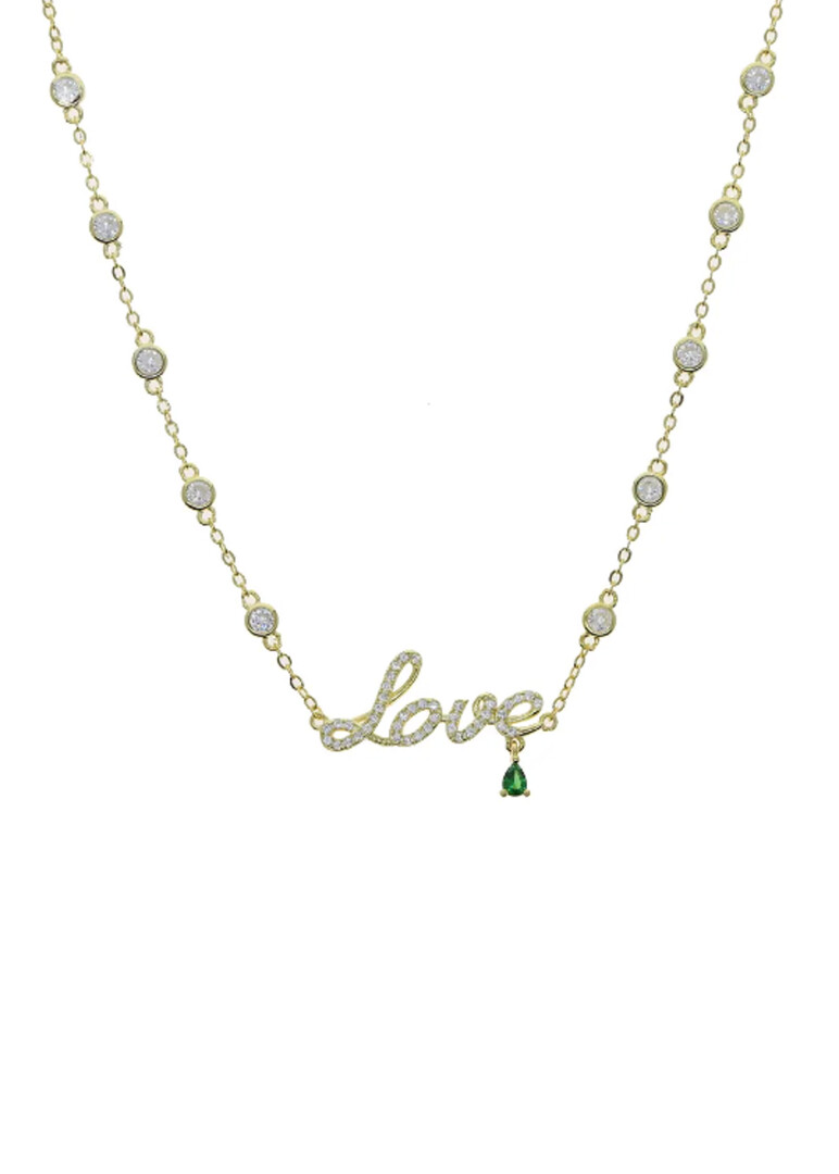 gold-plated love necklace with crystal