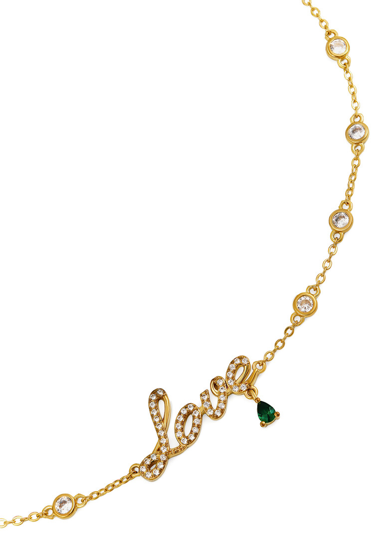 gold-plated love necklace with crystal