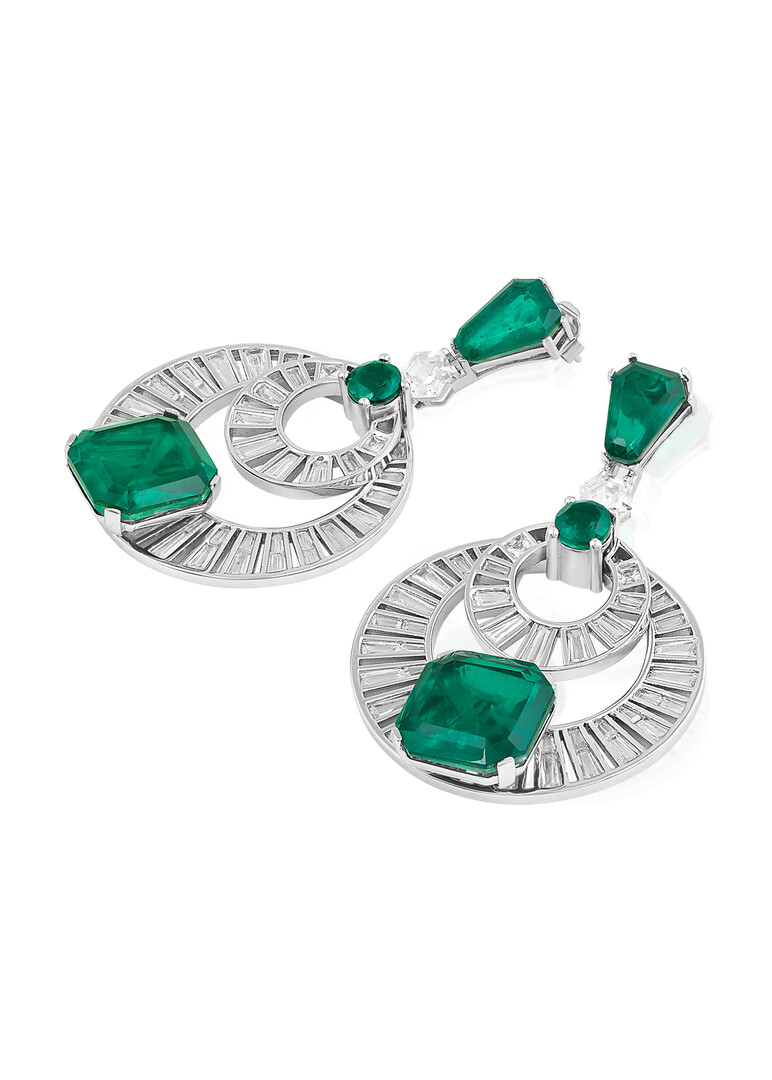 Doublet Emerald Moon Bali Earr