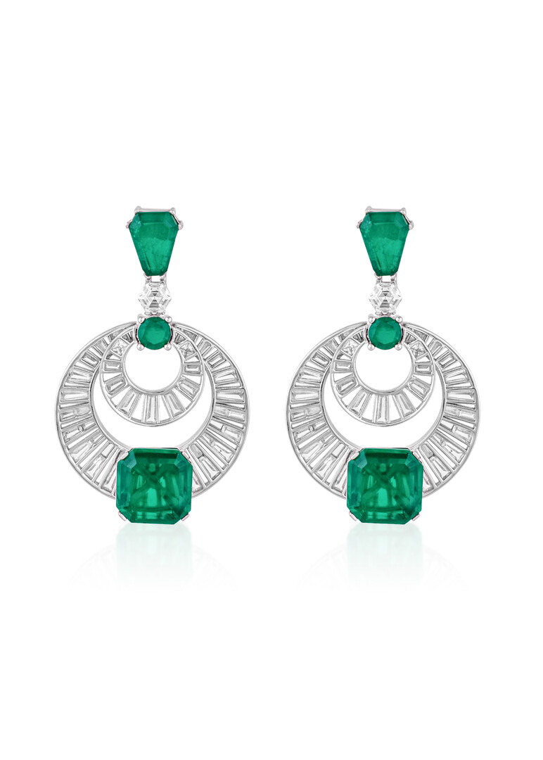 Doublet Emerald Moon Bali Earr