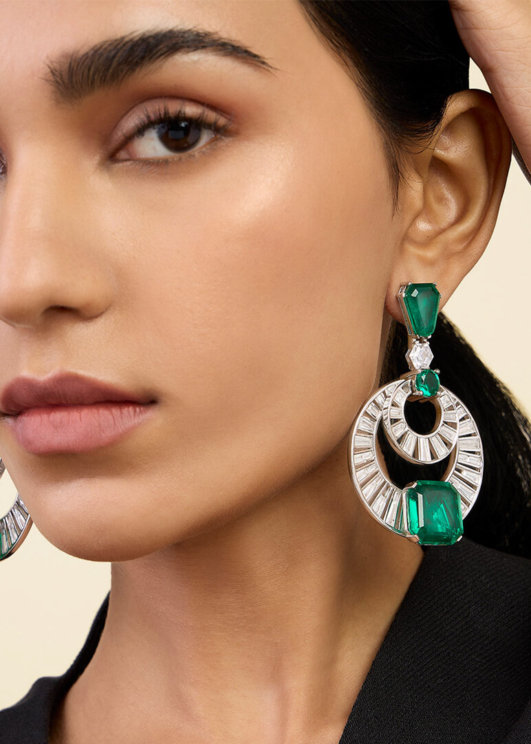 Doublet Emerald Moon Bali Earr
