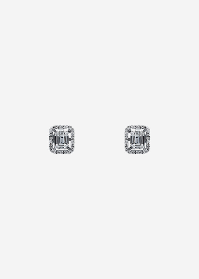 White Gold Stud Earrings with Diamonds