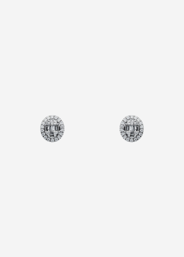 White Gold Stud Earrings with Diamonds